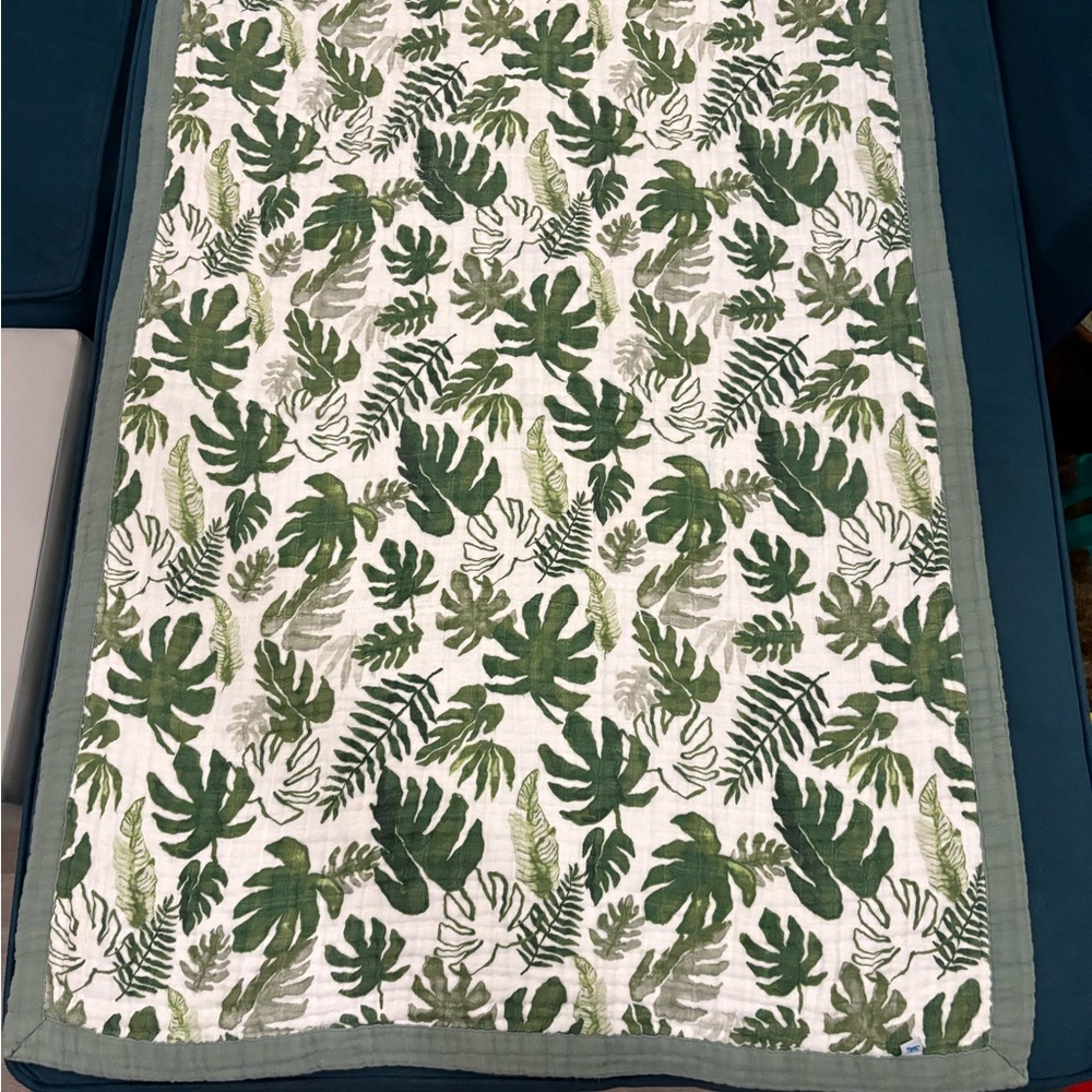Little Unicorn Tropical Leaf Baby Bundle: Blanket and Changing Pad Cover